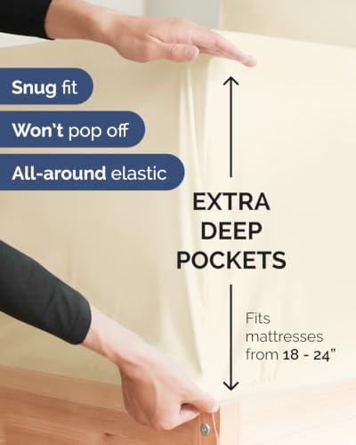 CGK Linens 2 Pack Extra Deep Full Fitted Sheets - Off White