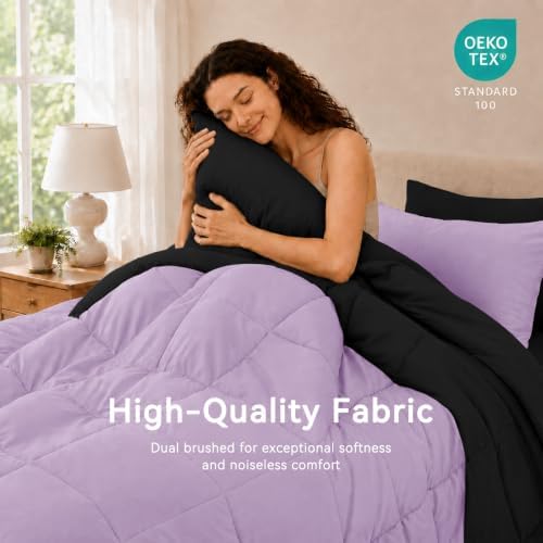Anluoer King Size Comforter Set, 7 Piece Bed in a Bag King Bedding Sets