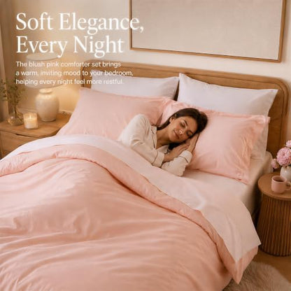 weigelia Pink Queen Comforter Set with Sheets - 7 Pieces Bed in a Bag Queen