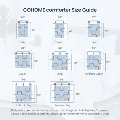 COHOME All-Season Oversized Queen Size Comforter Duvet Insert - Dark Grey