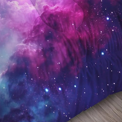 Galaxy Comforter Set King, Starry Space Bedding for Teens Boys Girls