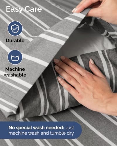Flex Top Split Head King 6 Piece Sheet Set - Soft & Cooling - Grey Stripes