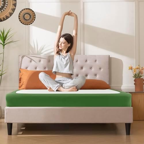 Box Spring Cover Queen Size-Sage Stretch Wrap Around 4 Sided Bed Skirt
