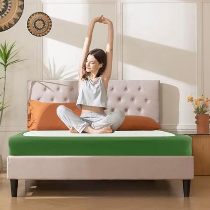 Box Spring Cover Queen Size-Sage Stretch Wrap Around 4 Sided Bed Skirt