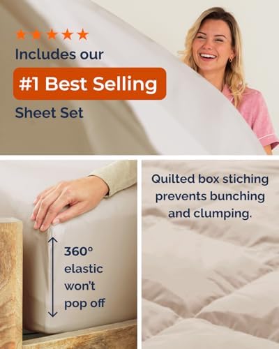 Twin XL Comforter Set - 5 Piece Bed in a Bag Twin XL Size Bed Set - Wheat