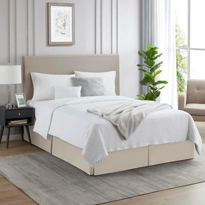 Nestl Linen Bed Skirt Queen Size - Queen Bed Skirt 14 Inch Drop - Brushed Microfiber Bed Skirts - Hotel Quality Pleated Bed Skirt - Shrinkage & Fade Resistant (Pack of 2)