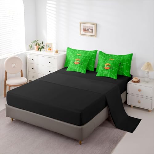 Erosebridal Green Boys Kids Ball Games Boys Basketbal King 7-Piece Comforter Set | Sports Theme Gaming Pattern Sheets and Pillowcases Geometric Bed in A Bag Playground Bed Sets