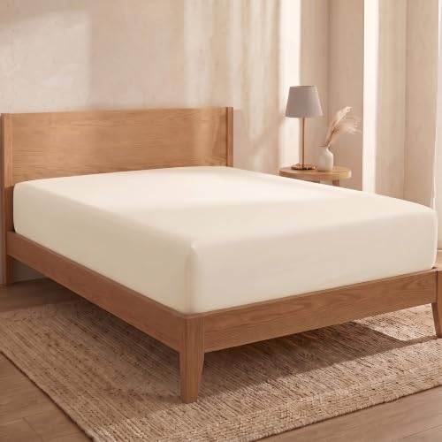 BIOWEAVES 100% Organic Cotton 1 California King Fitted Sheet Only | 300 Thread Count Sateen Weave GOTS Certified with Deep Pockets - Undyed Natural
