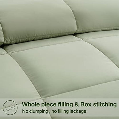 EASELAND Oversized King Down Alternative Comforter, Sage Green, 98x116