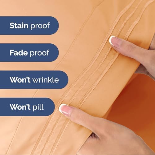 Cal King Size 4 Piece Sheet Set - Ultra Soft & Cooling Bed Sheets - Peach