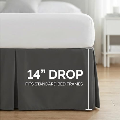 Queen Bed Skirt 14 Inch Drop Easy Care Soft Wrinkle & Fade Resistant Slate