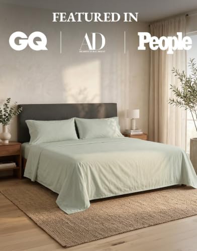 LANE LINEN California King Sheets 100% Organic Cotton Percale 4pc - Mineral