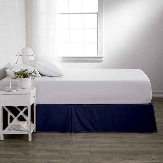 Full Size Bed Skirt 1pc - Bed Frame and Box Spring Cover - 18-Inch Tailored Drop Pleated 800-TC Luxury Classic Look Egyptian Cotton- Easy Fit, Wrinkle, Fade, Stain Resistant