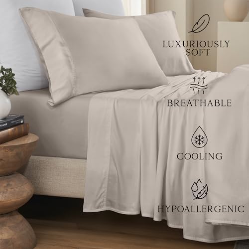 KARISSA MAE 6 Piece Luxury Bamboo Viscose Cal King Sheet Set, 4 Pillowcases