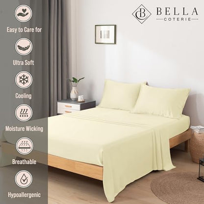 Bella Coterie 6 Piece Luxury Bamboo Viscose 34" Split Top King Sheet Set