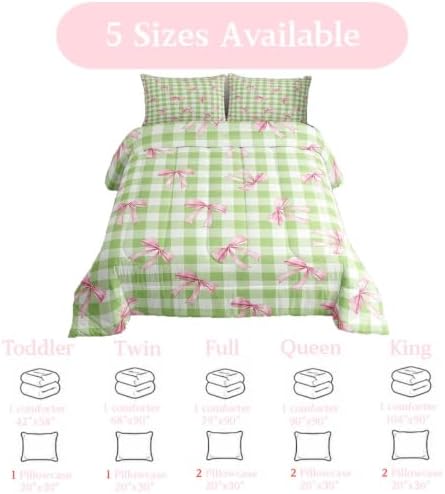 jejeloiu Bowknot Comforter Set Full Size Bedding Set for Kids Boys Girls