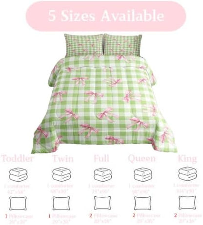 jejeloiu Bowknot Comforter Set Full Size Bedding Set for Kids Boys Girls