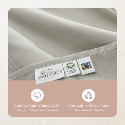 Whisper Organics 100% Organic Cotton Bed Sheets with Deep Pocket 3 Pc. Set