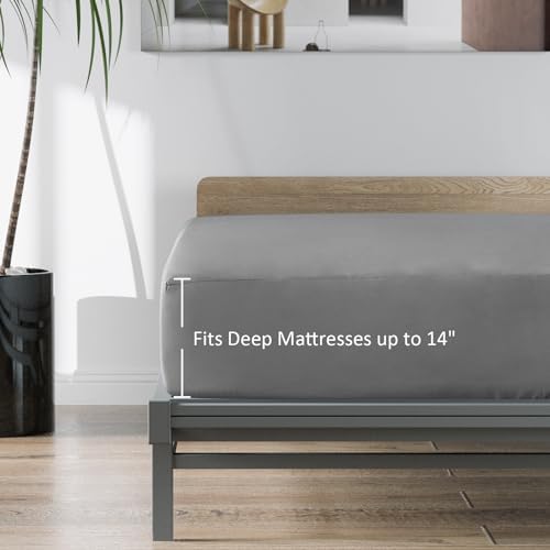 Twin Fitted Sheets 10 Only Pack Bulk, Grey, Mattress Up to 14 Inches