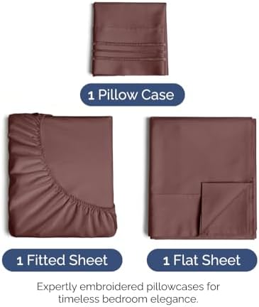 Queen Size 4 Piece Sheet Set - Ultra Soft & Cooling Sheets - Dark Russet