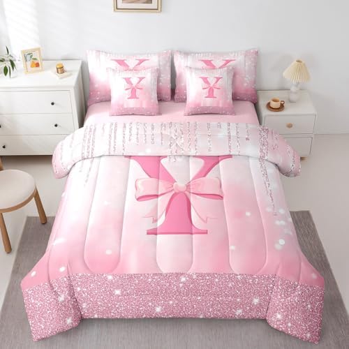 Feelyou Boys Girls Pink Bowknot Bed in A Bag Twin Size