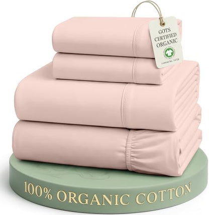 LANE LINEN California King Sheet Set 100% Organic Cotton Soft - Sepia Rose