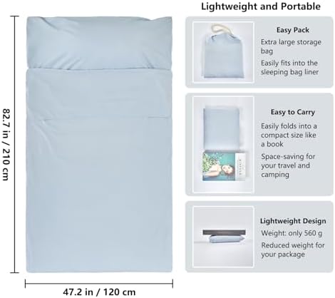 Sleeping Bag Liner, Ultralight & Compact Travel Sheet for Hotel