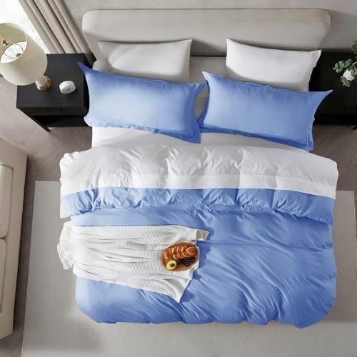 Hearth & Harbor Prewashed Full Duvet Cover Set, Blue Heaven