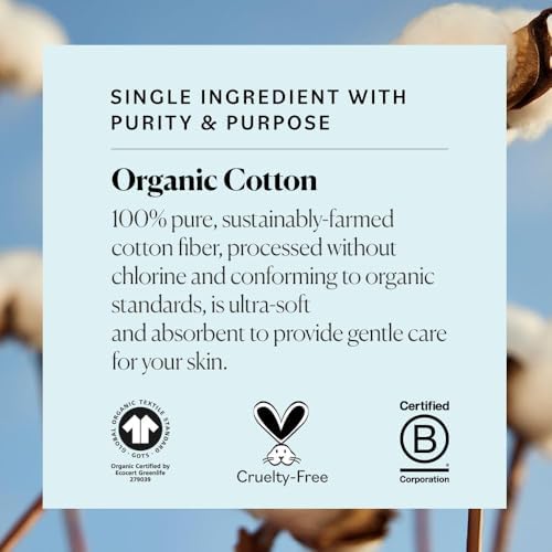 Sky Organics Organic Cotton Dual-Textured Large Pads, Chlorine-Free, 180ct