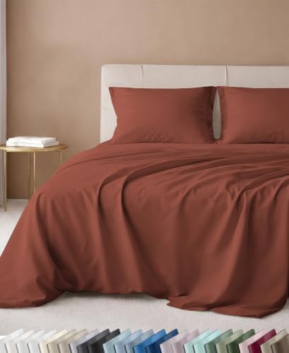 California Design Den 600 Thread Count King Size Deep Pocket Sheets, Rust