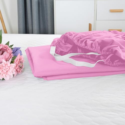 Elegant Comfort 1500 Premium Hotel Quality 18-21 Inches Deep - Extra Deep Pocket Single Fitted Sheet for High Mattress, Luxury and Softest, Smart Pocket - Wrinkle Free, King, Light Pink