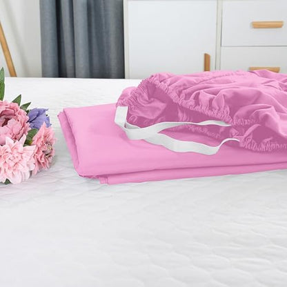 Elegant Comfort 1500 Premium Hotel Quality 18-21 Inches Deep - Extra Deep Pocket Single Fitted Sheet for High Mattress, Luxury and Softest, Smart Pocket - Wrinkle Free, King, Light Pink