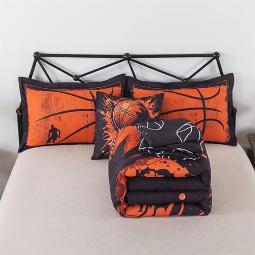 6 Pieces Basketball Twin Bedding for Boys 3D Sports Comforter