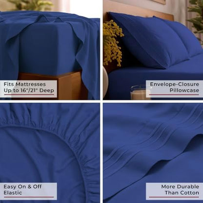 Mellanni Iconic 4-Piece, Ultra Soft Sheet Set (Queen, Royal Blue)