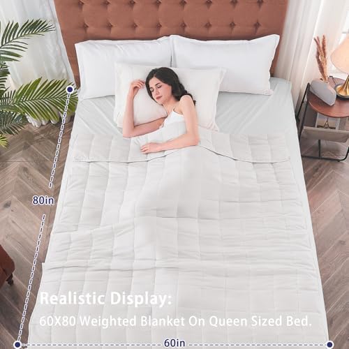 yescool Weighted Blanket for Adults 25lbs Queen Size, 60" x 80", White