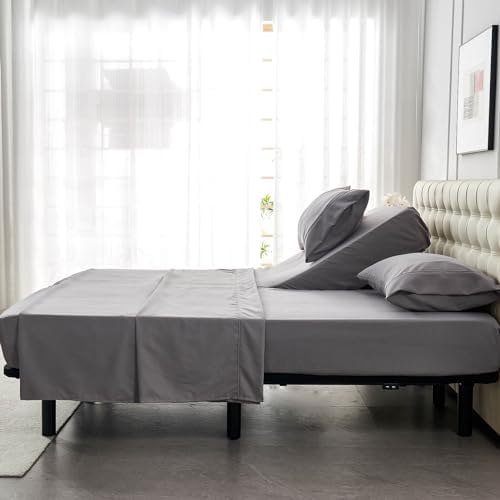 Kingnex 28-30 Split Top King Sheets Sets for Adjustable Bed Grey
