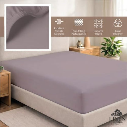 Linen Home Queen Size Fitted Sheet only 100% Cotton Percale, Prelude Purple