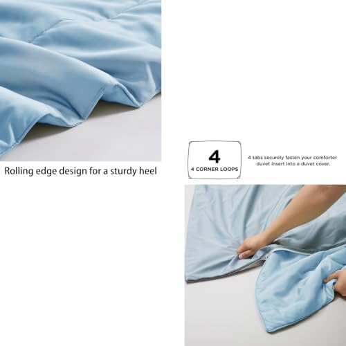 Zaizaihome Bamboo Viscose Comforter Set Queen Size 3 Pieces - Sky Blue