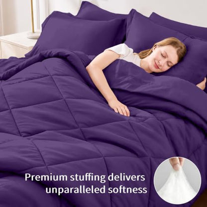 FUANNA King Size Comforter Set 7 PCS, Luxury Bed Set, Soft Bed in a Bag
