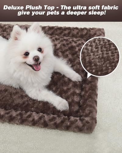 Exsnugy Washable Dog Bed Mat Medium Size Fluffy Pet Crate Pad 30x19
