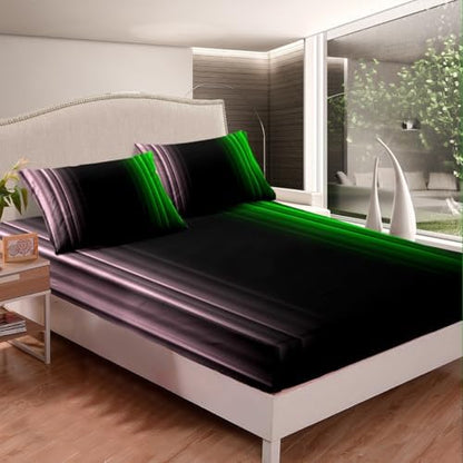 Feelyou Teens Abstract Ombre Decorations Bedding Set for Kids Women Pink Green and Black Bed Sheets Set Geometric Modern Fitted Sheet Sets Room 4Pcs Full Size
