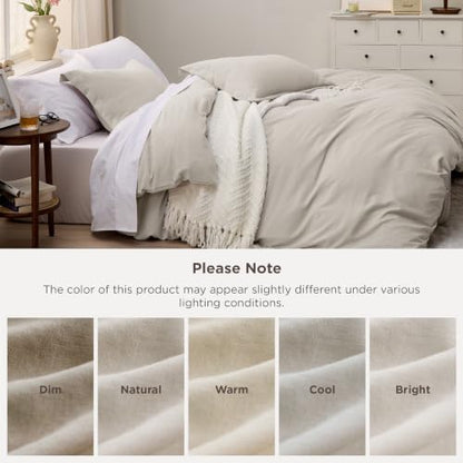 Bedsure Prewashed Duvet Cover King, Cotton-Like Soft Bedding Set, Linen