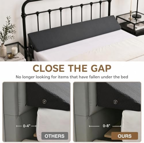 Full Bed Wedge Pillow for Headboard & Mattress Gap Filler 10x6x54 Inch