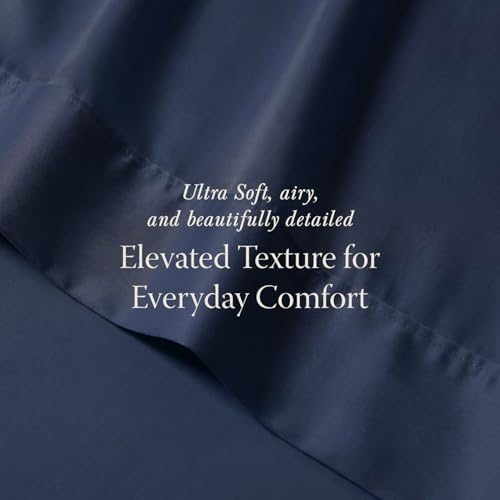 Threadmill 400TC Egyptian Cotton Queen Sheet Set, Sateen, Folkstone Blue