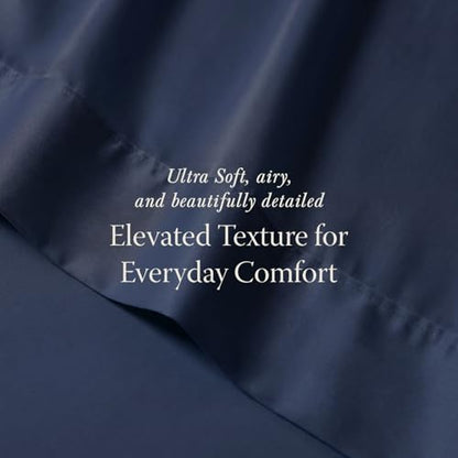 Threadmill 400TC Egyptian Cotton Queen Sheet Set, Sateen, Folkstone Blue