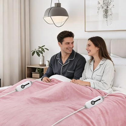 Electric Heated Blanket 84"x90" Queen Size, Light Pink