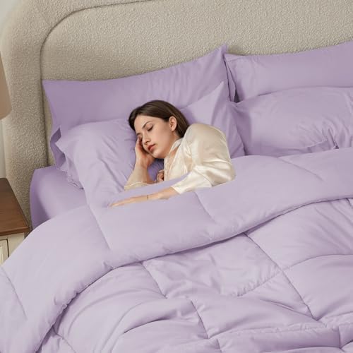 Anluoer Queen Comforter Set 7 Piece, Soft Bed in a Bag Queen Bedding Sets