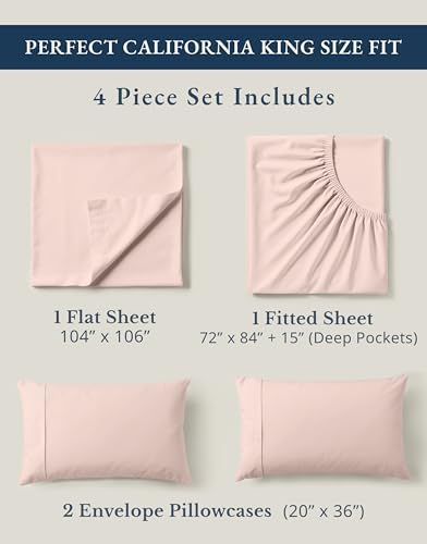 LANE LINEN California King Sheet Set 100% Organic Cotton Soft - Sepia Rose