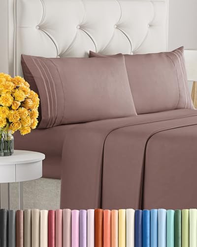 Queen Size 4 Piece Sheet Set - Ultra Soft & Cooling Sheets - Clay