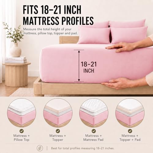 CozyLux Queen Sheet Set 6-Piece, 21-Inch Deep Pocket, Soft Brushed Feel